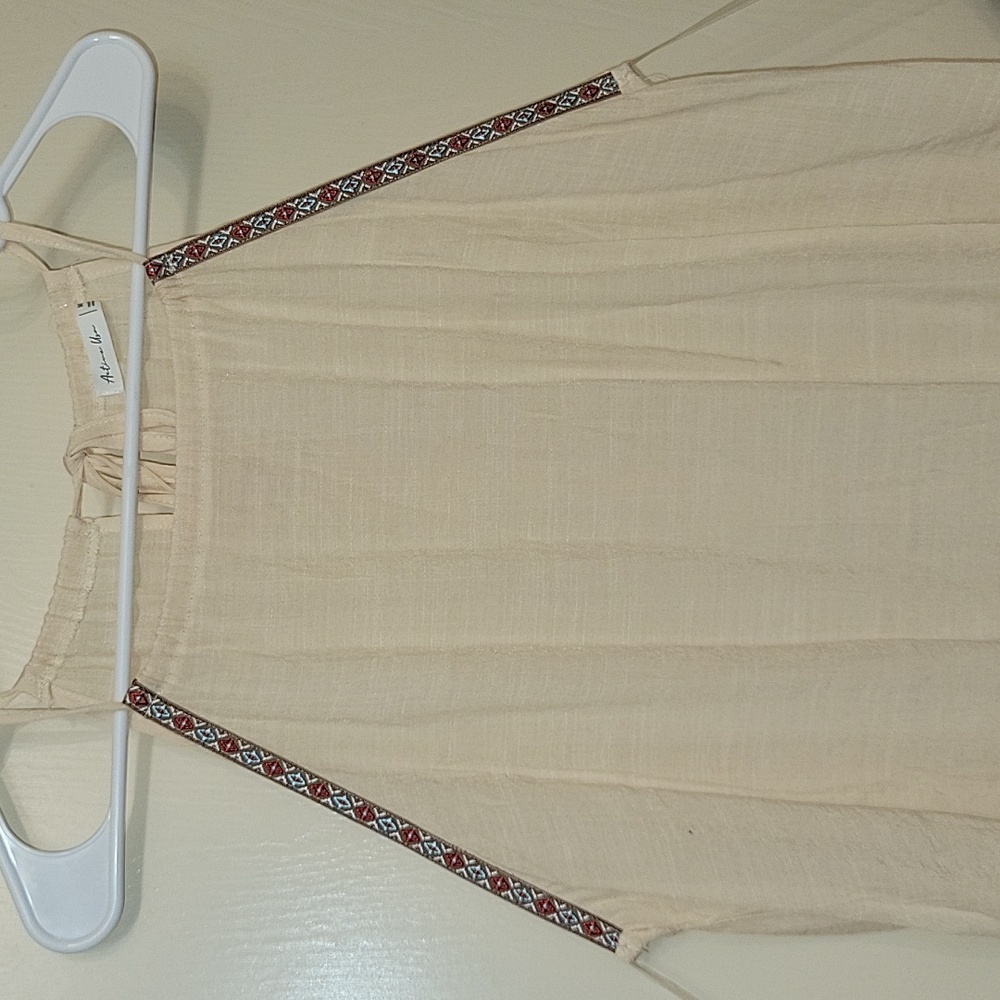 Cream Halter Blouse with Patterned Straps